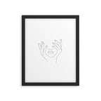 Minimal Line Art Woman with Hands on Face Framed Art Print Gallery Image 5