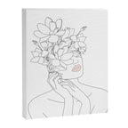 Minimal Line Art Woman with Magnolia Canvas Print Gallery Image 6