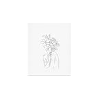 Minimal Line Art Woman with Orchids Art Print Gallery Image 1