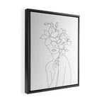 Minimal Line Art Woman with Orchids Framed Canvas Print Gallery Image 2