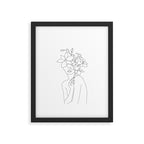 Minimal Line Art Woman with Orchids Framed Art Print Gallery Image 5