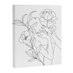 Minimal Line Art Woman with Peonies Canvas Print Gallery Image 6