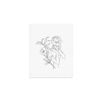 Minimal Line Art Woman with Peonies Art Print Gallery Image 1
