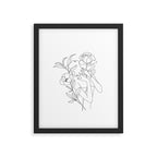 Minimal Line Art Woman with Peonies Framed Art Print Gallery Image 4