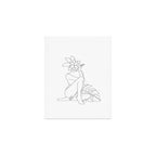 Minimal Line Art Woman with Tropical Leaves Art Print Gallery Image 1
