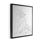 Minimal Line Art Woman with Tropical Leaves Framed Canvas Print Gallery Image 2