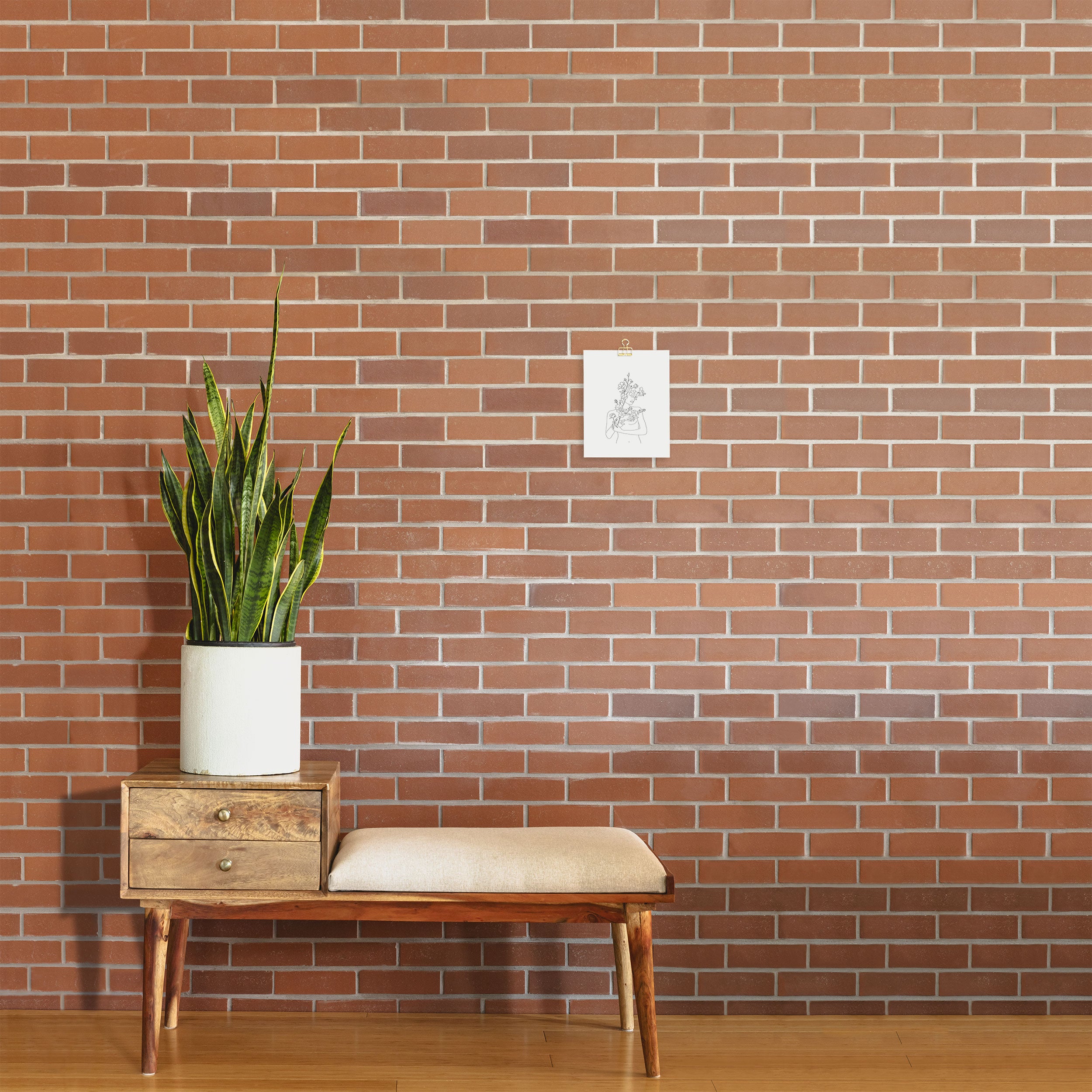 Minimal Line Art Woman with Wild Roses Art Print Gallery Image 2