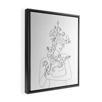 Minimal Line Art Woman with Wild Roses Framed Canvas Print Gallery Image 2