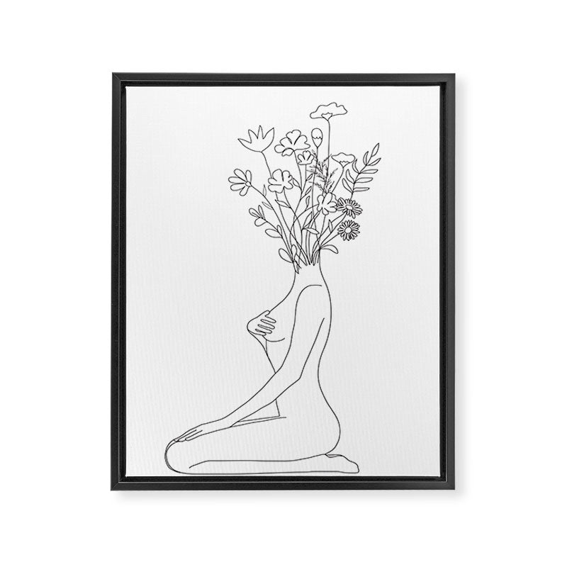 Minimal Line Bloom Framed Canvas Print Gallery Image 6