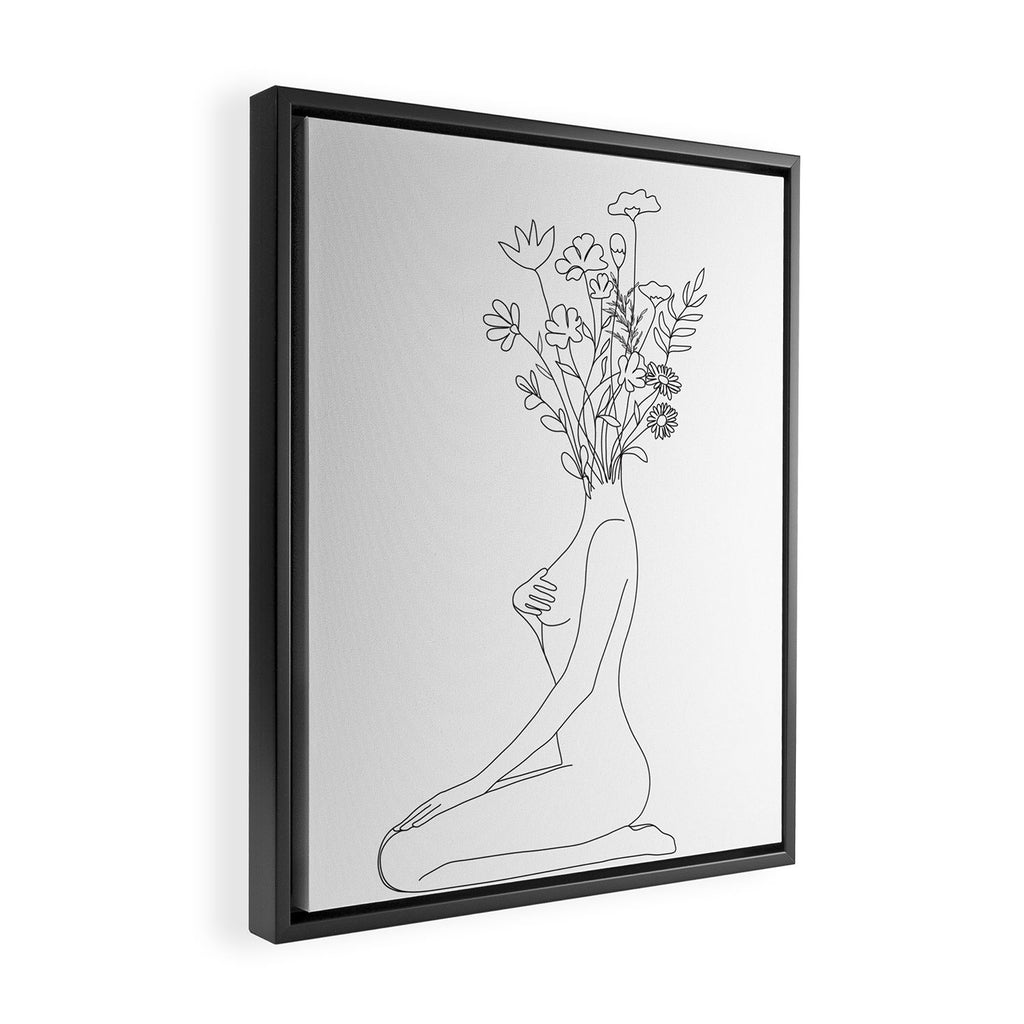 Minimal Line Bloom Framed Canvas Print Gallery Image 2