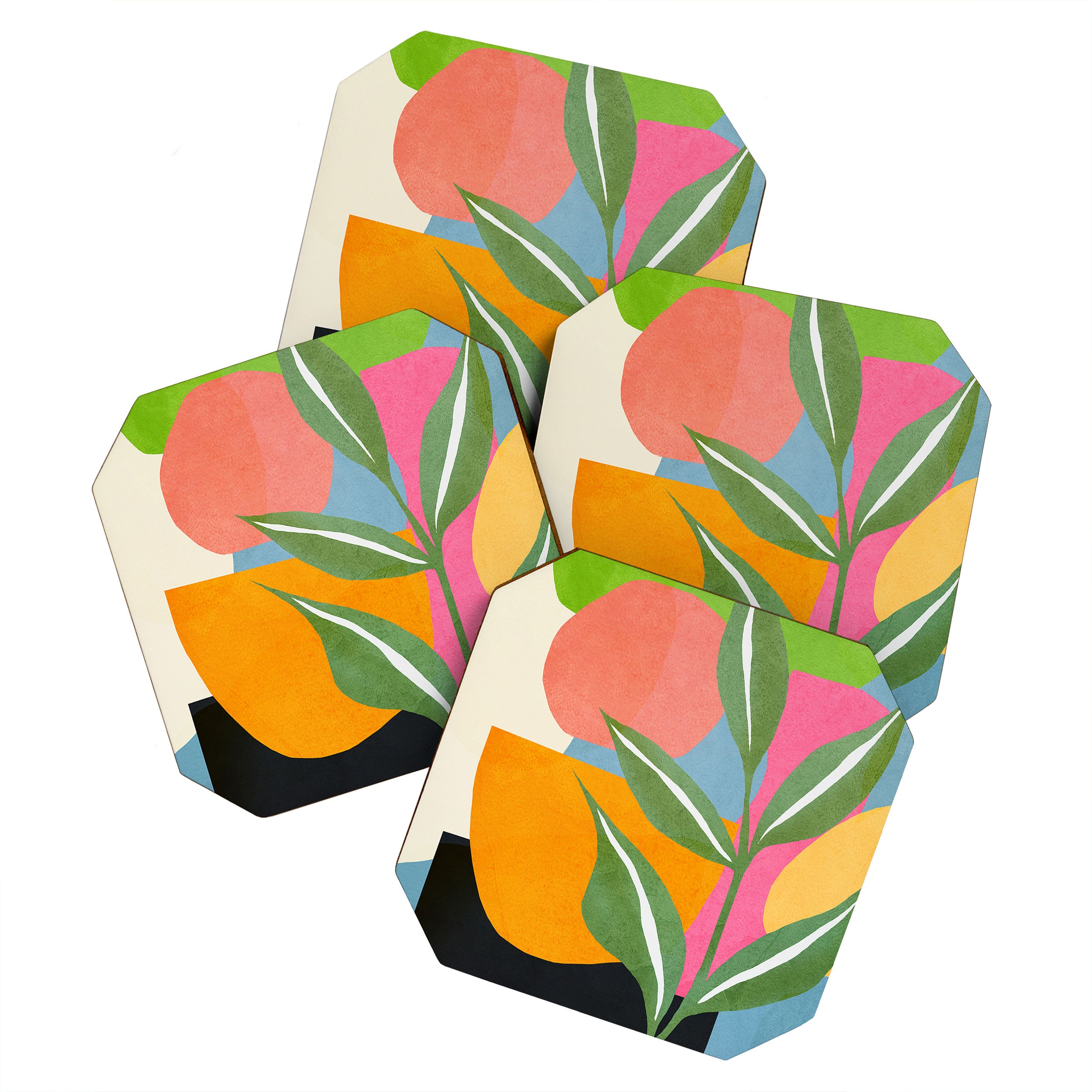 Minimal Modern Abstract Leaves 14 Coaster Gallery Image 1