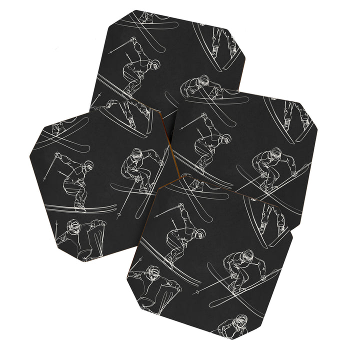 Minimal Skiers Line Art 1 Coaster Gallery Image 1