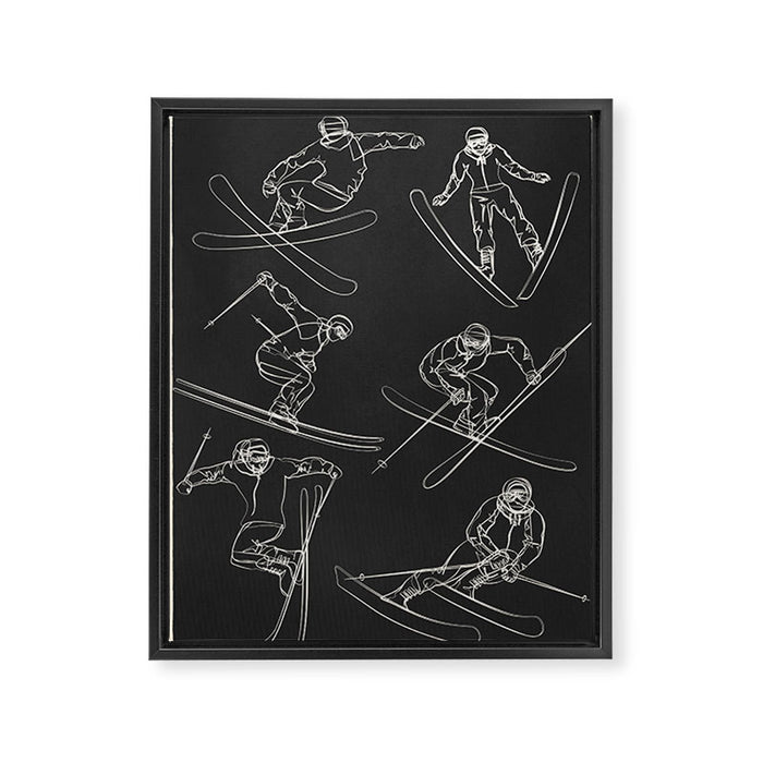 Minimal Skiers Line Art 1 Framed Canvas Print Gallery Image 1