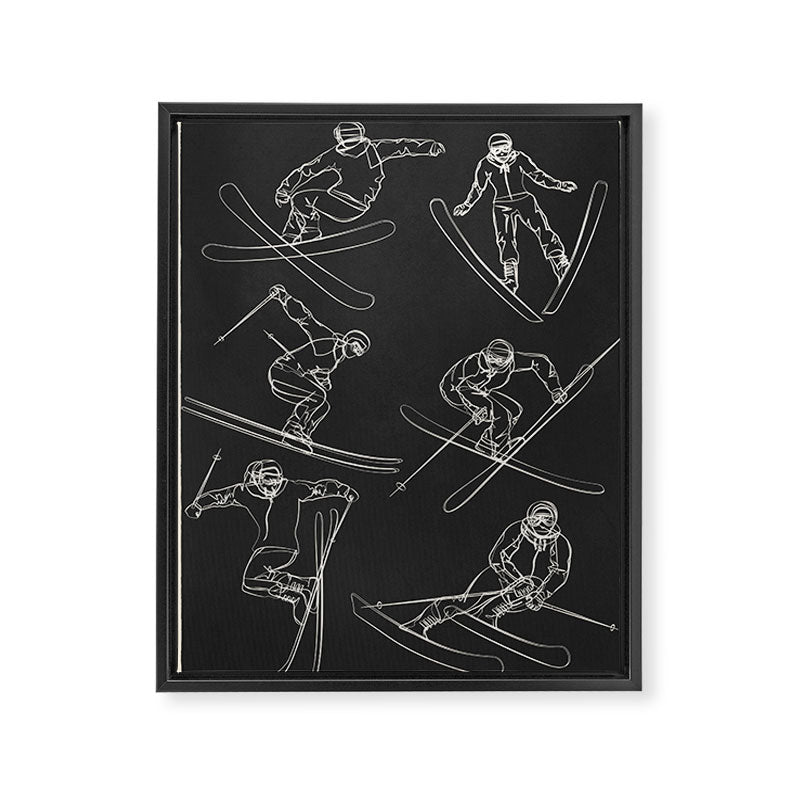 Minimal Skiers Line Art 1 Framed Canvas Print Gallery Image 6