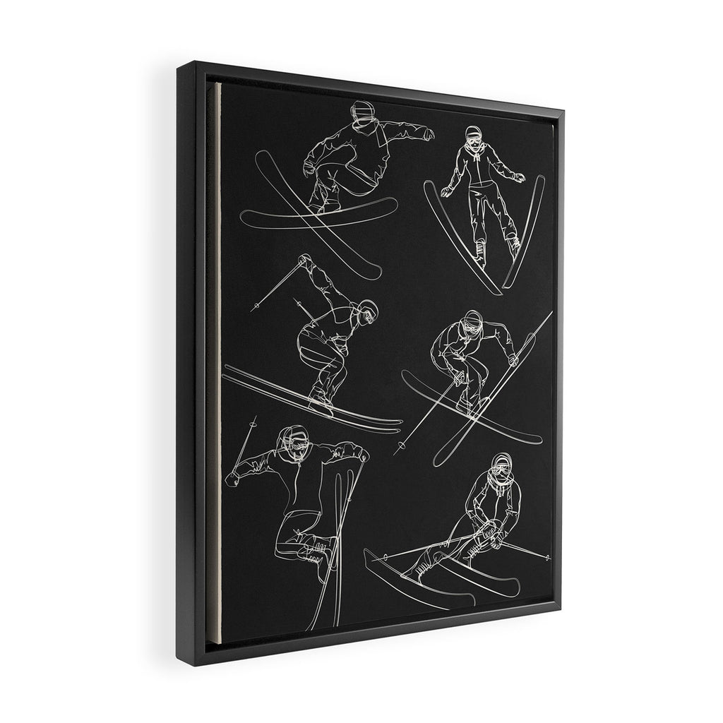 Minimal Skiers Line Art 1 Framed Canvas Print Gallery Image 2