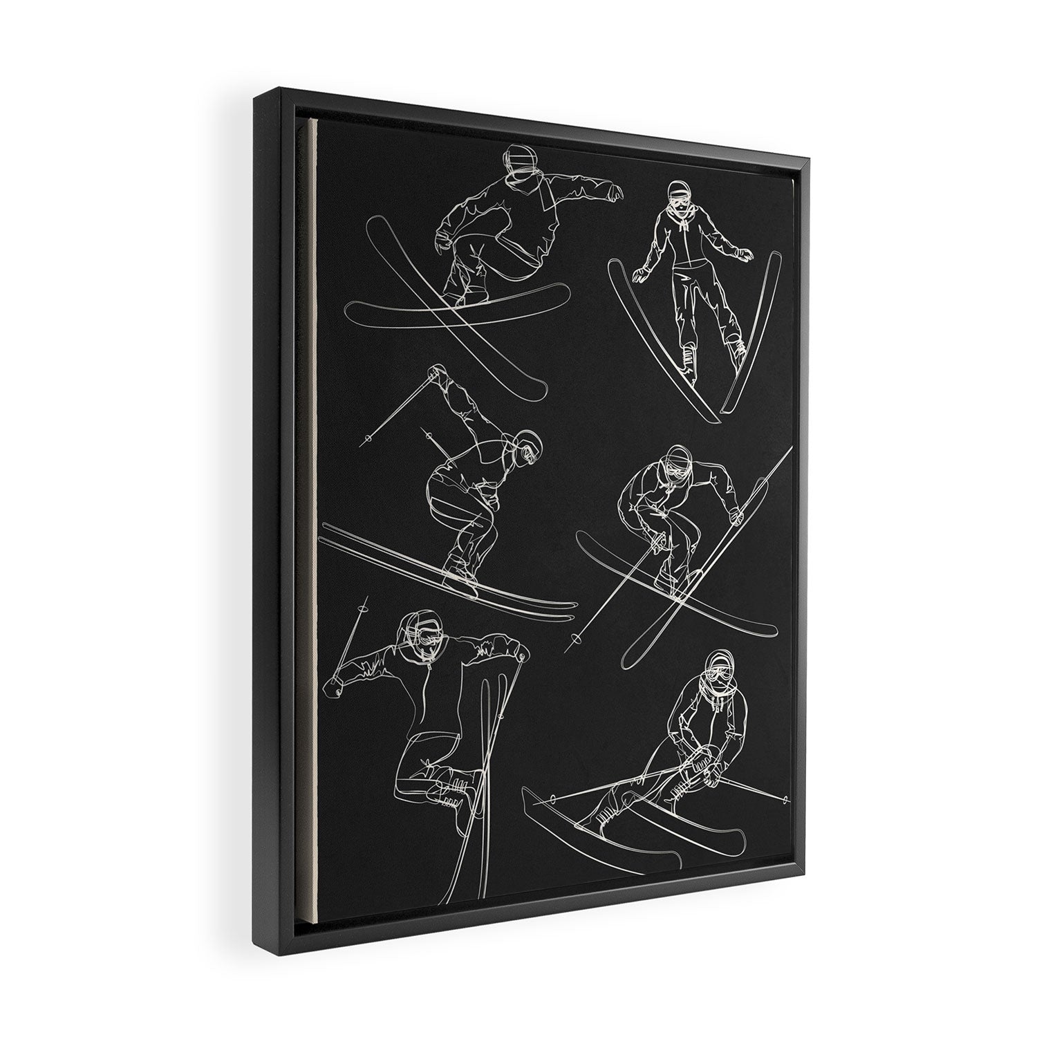 Minimal Skiers Line Art 1 Framed Canvas Print Gallery Image 2