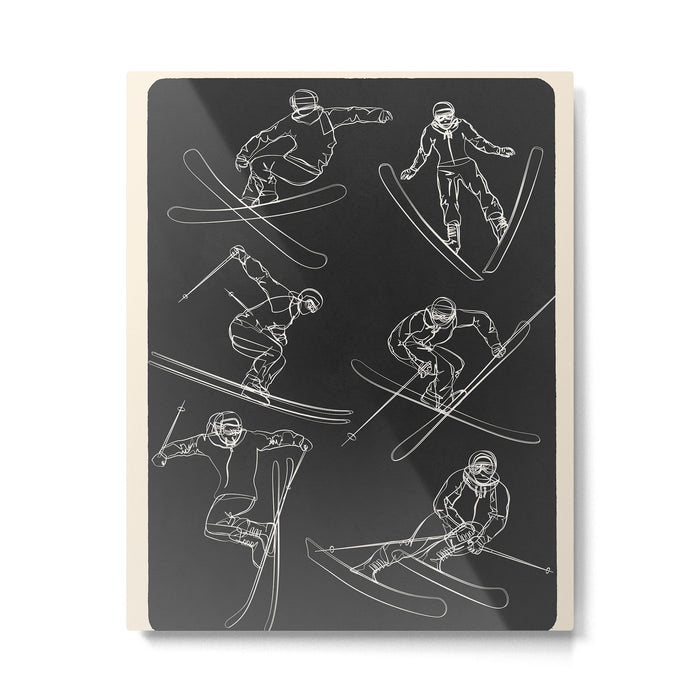 Minimal Skiers Line Art 1 Metal Print Gallery Image 1