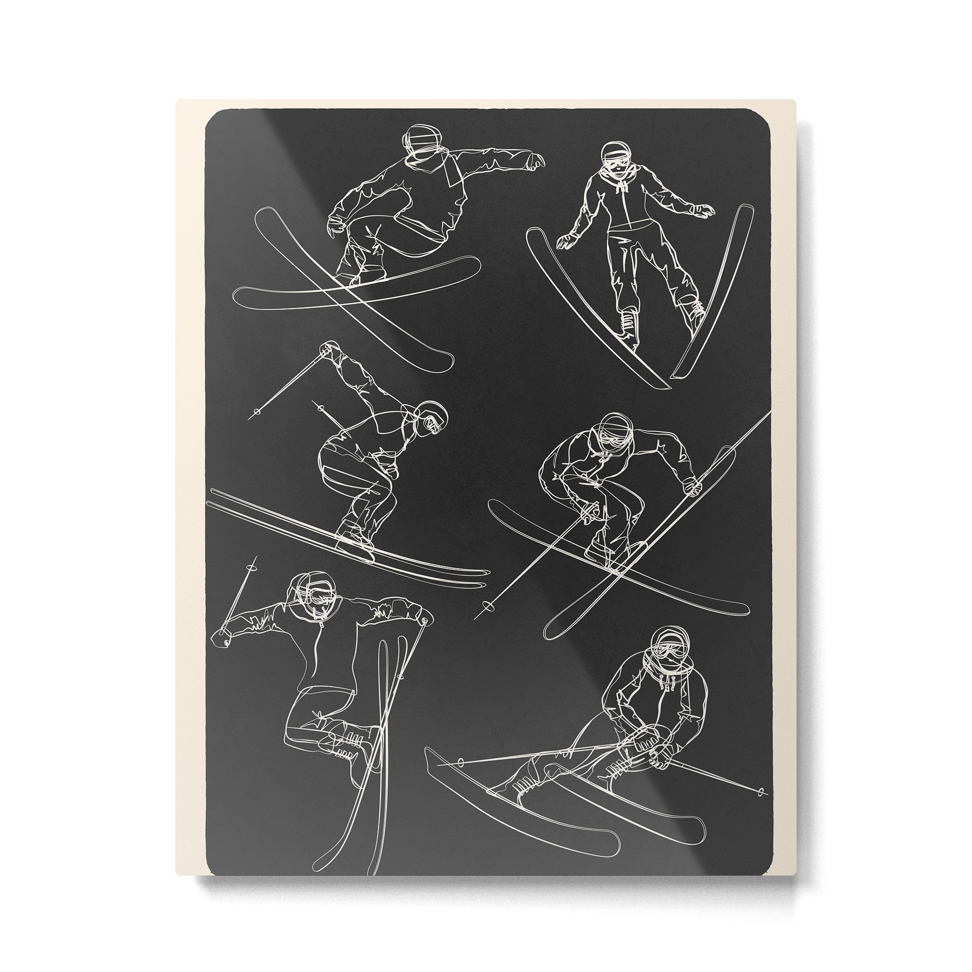 Minimal Skiers Line Art 1 Metal Print Gallery Image 4