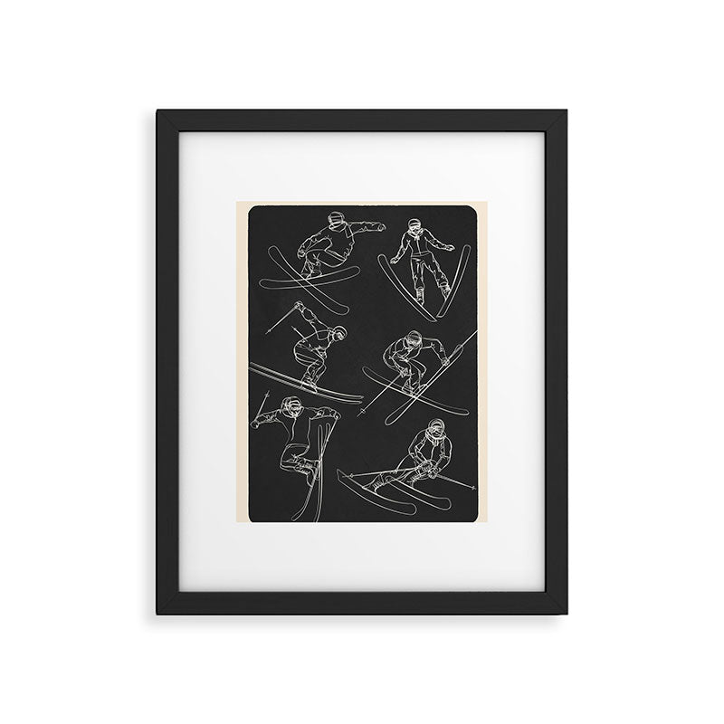 Minimal Skiers Line Art 1 Framed Art Print Gallery Image 5