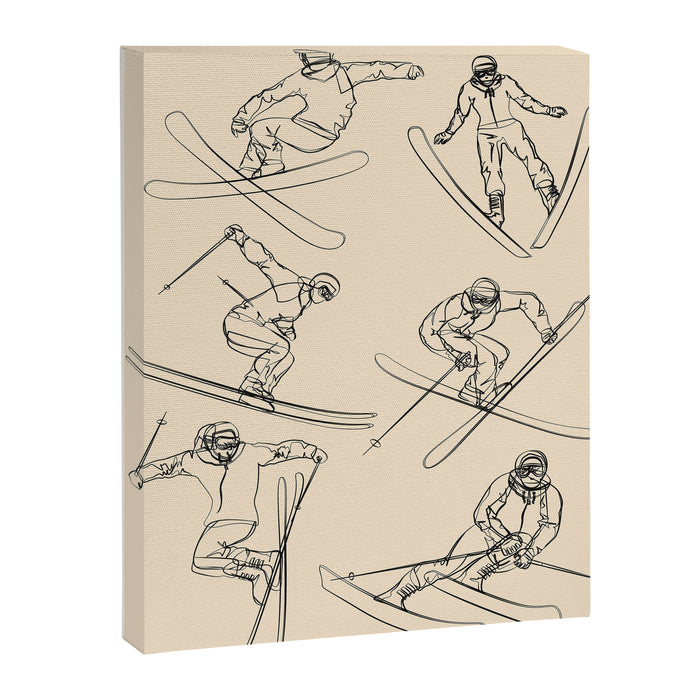 Minimal Skiers Line Art 2 Canvas Print Gallery Image 1