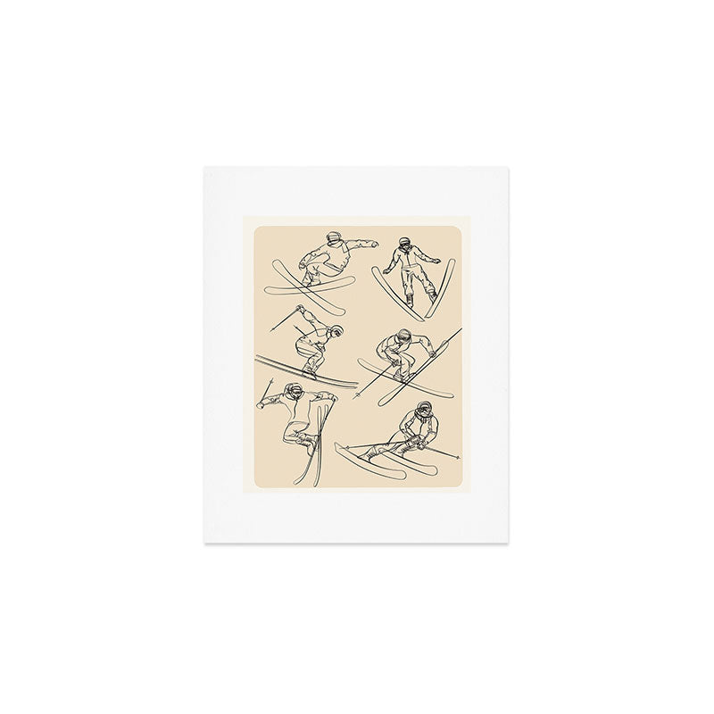 Minimal Skiers Line Art 2 Art Print Gallery Image 1