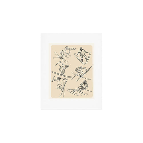 Minimal Skiers Line Art 2 Art Print Gallery Image 1