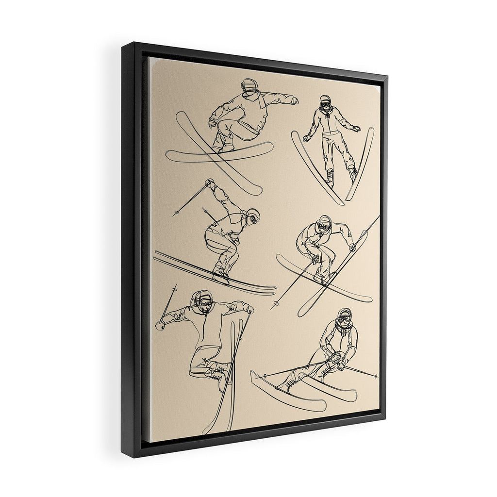 Minimal Skiers Line Art 2 Framed Canvas Print Gallery Image 2