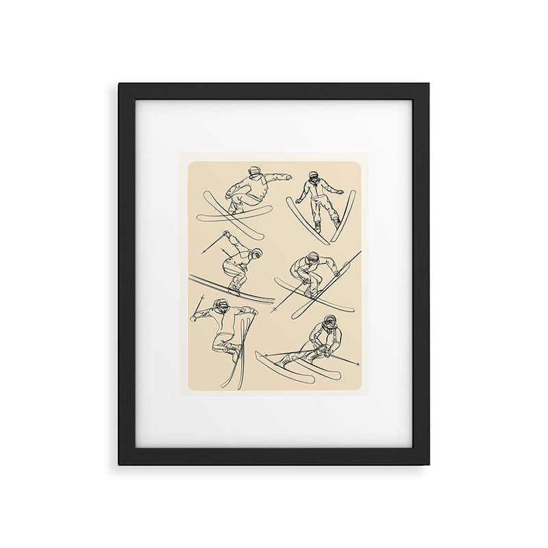 Minimal Skiers Line Art 2 Framed Art Print Gallery Image 4