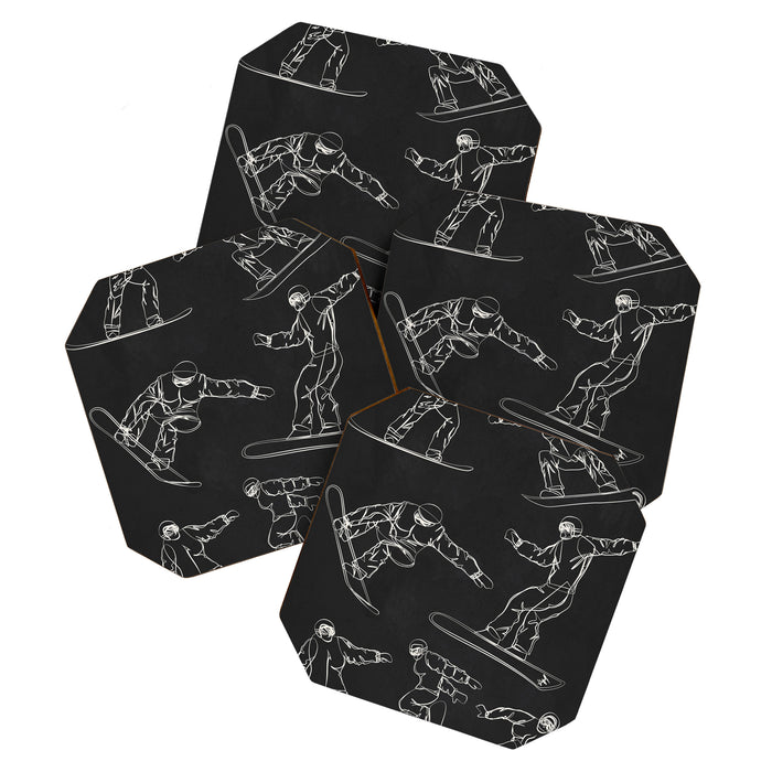 Minimal Snowboarders Line Art 1 Coaster Gallery Image 1