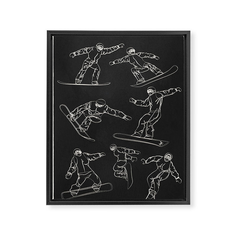 Minimal Snowboarders Line Art 1 Framed Canvas Print Gallery Image 6