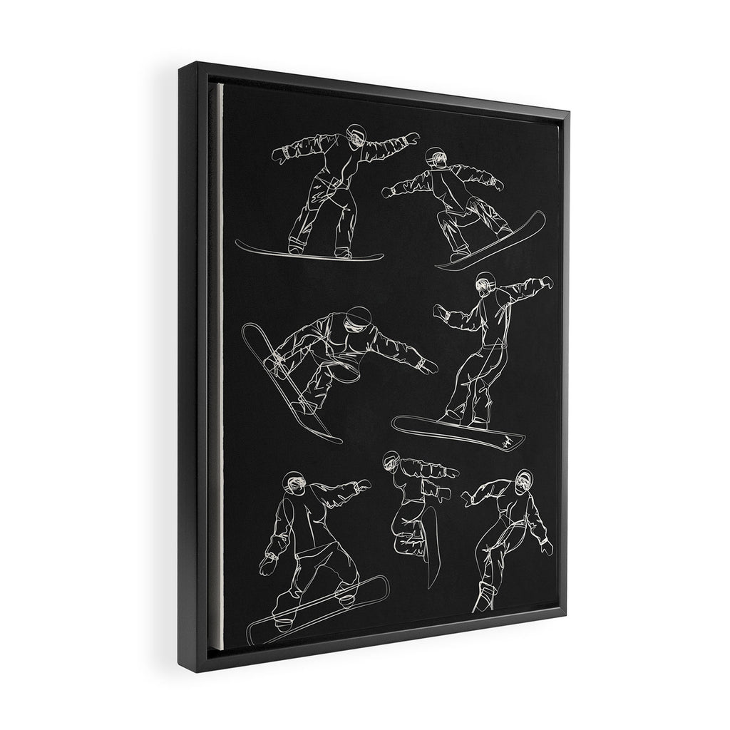 Minimal Snowboarders Line Art 1 Framed Canvas Print Gallery Image 2