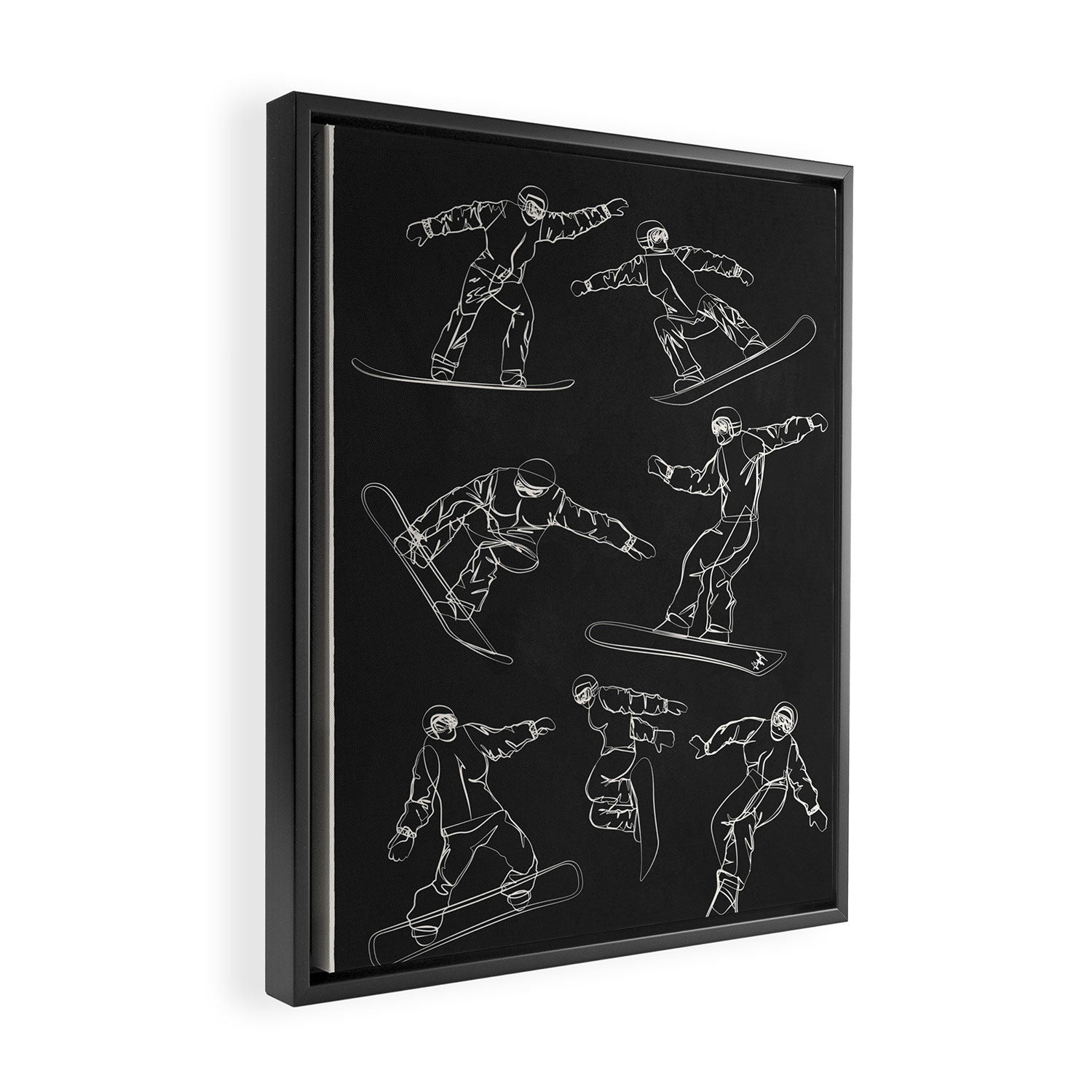 Minimal Snowboarders Line Art 1 Framed Canvas Print Gallery Image 2