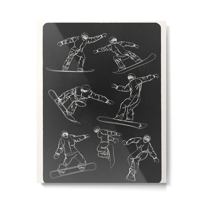 Minimal Snowboarders Line Art 1 Metal Print Gallery Image 1