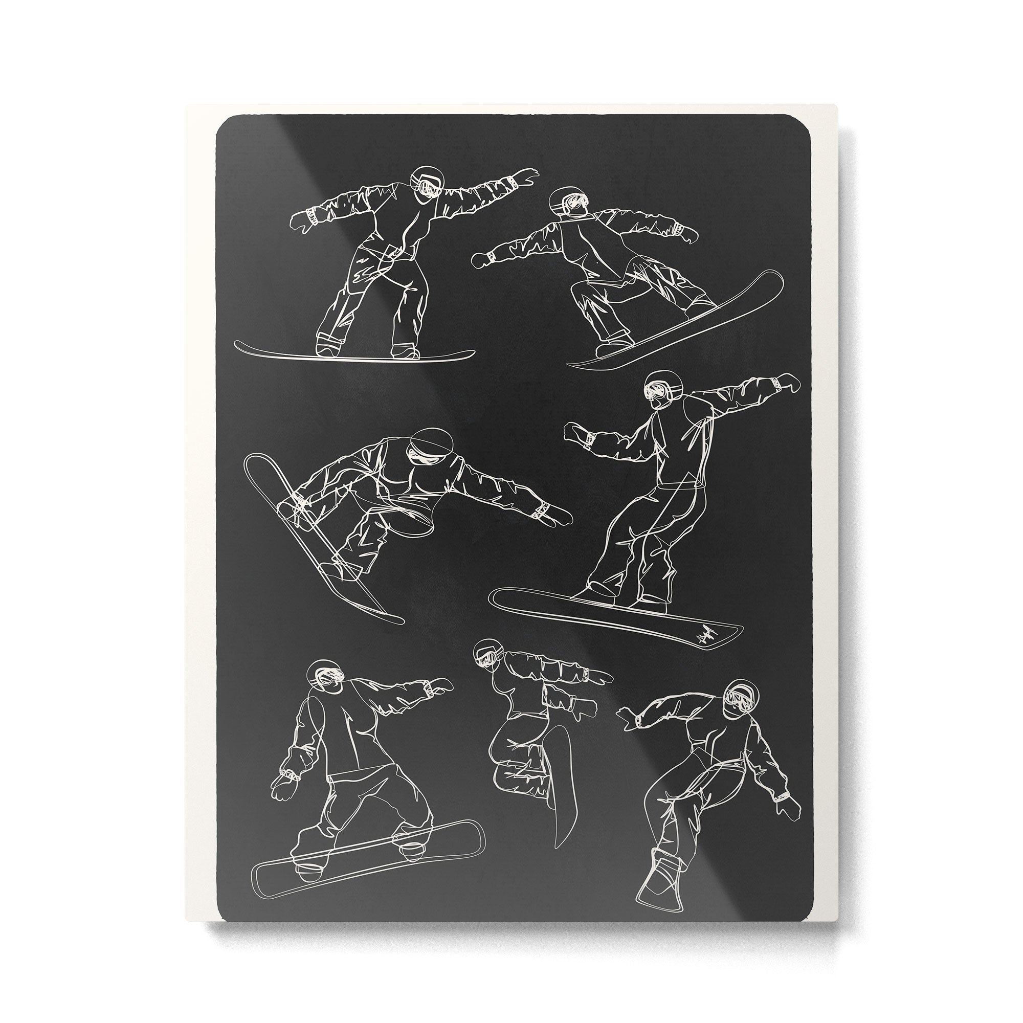 Minimal Snowboarders Line Art 1 Metal Print Gallery Image 4