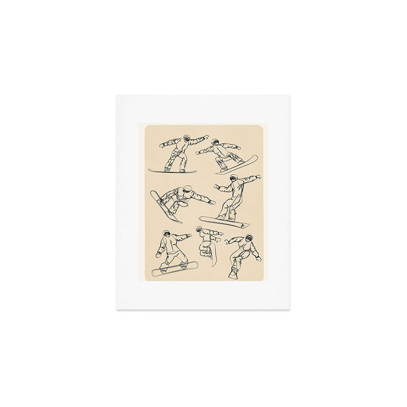 Minimal Snowboarders Line Art 2 Art Print Gallery Image 1