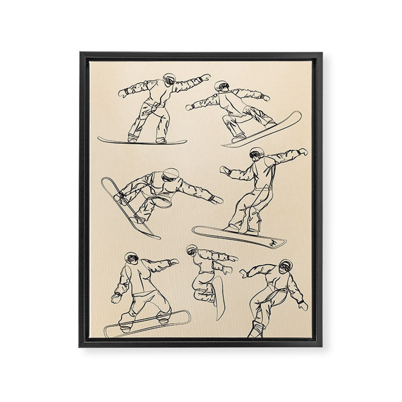 Minimal Snowboarders Line Art 2 Framed Canvas Print Gallery Image 6