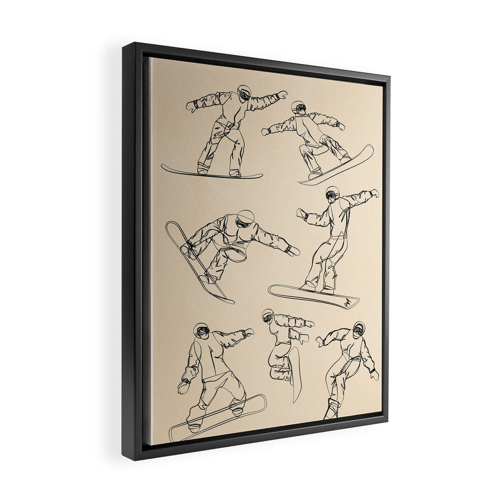 Minimal Snowboarders Line Art 2 Framed Canvas Print Gallery Image 2