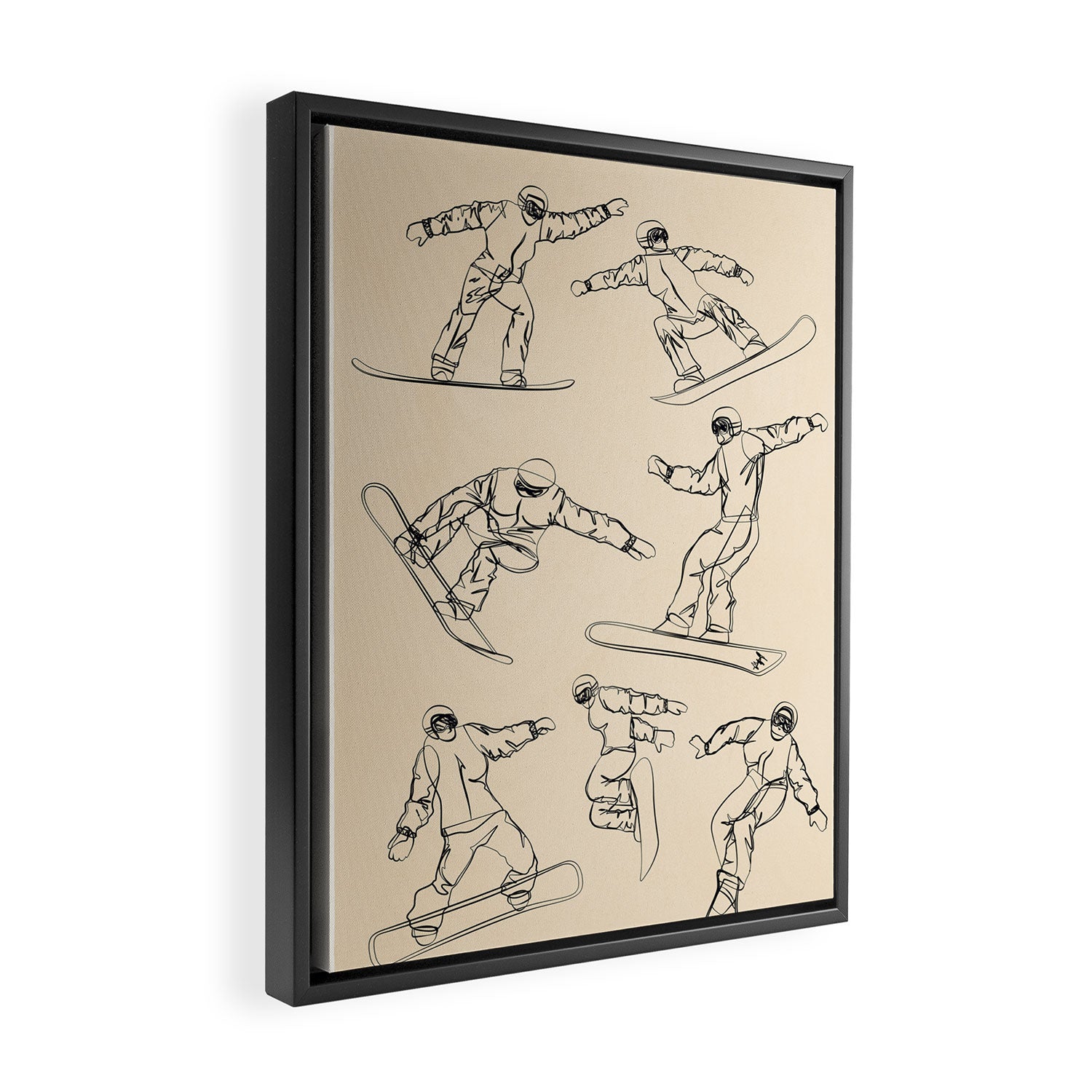Minimal Snowboarders Line Art 2 Framed Canvas Print Gallery Image 2