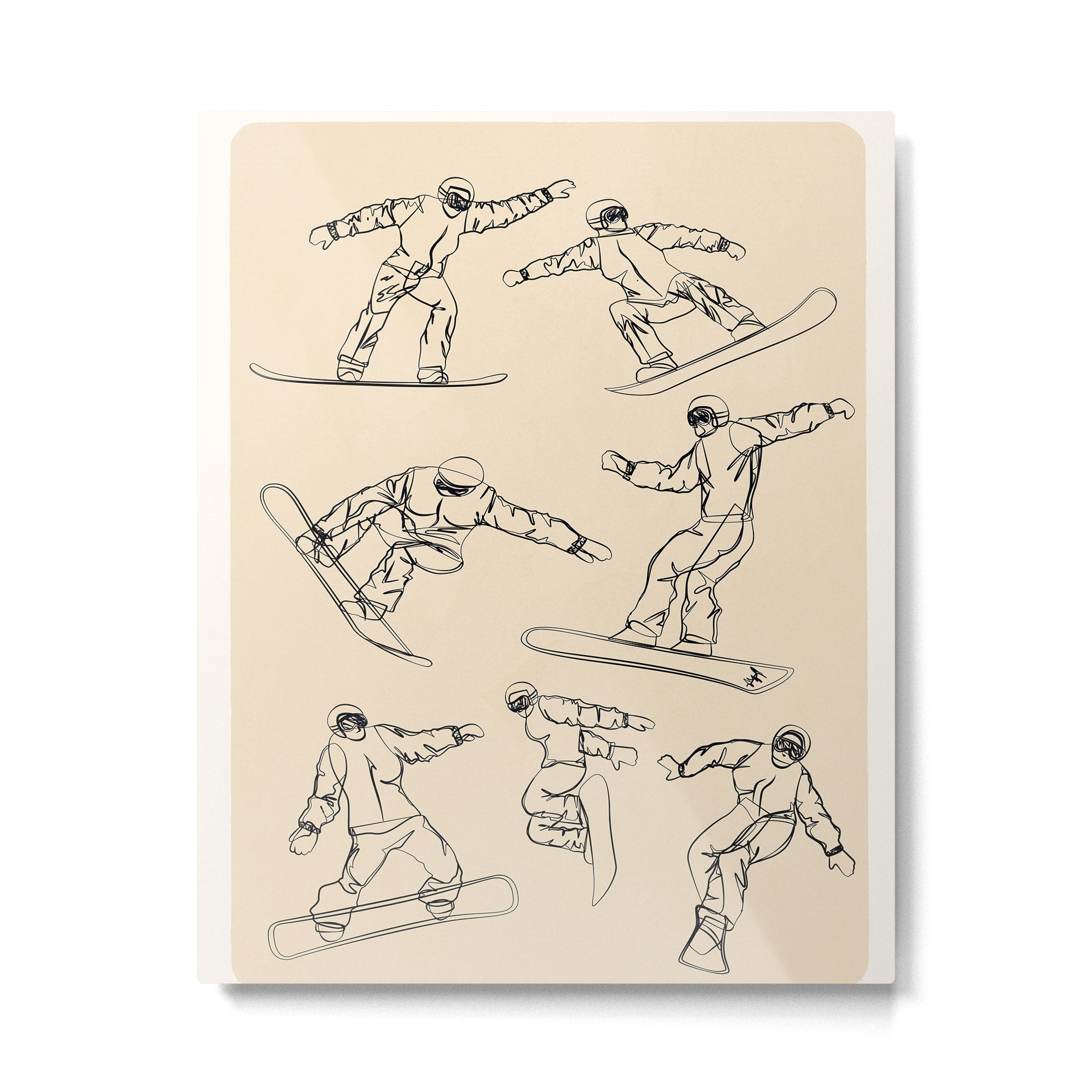 Minimal Snowboarders Line Art 2 Metal Print Gallery Image 4