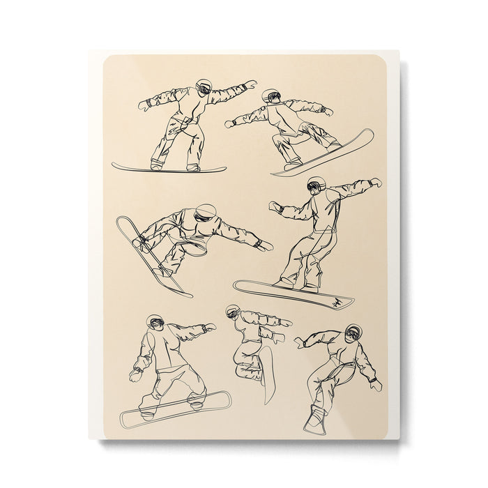 Minimal Snowboarders Line Art 2 Metal Print Gallery Image 1