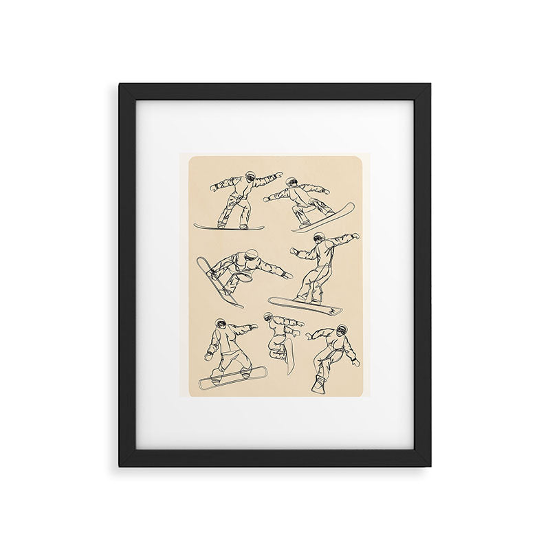 Minimal Snowboarders Line Art 2 Framed Art Print Gallery Image 5