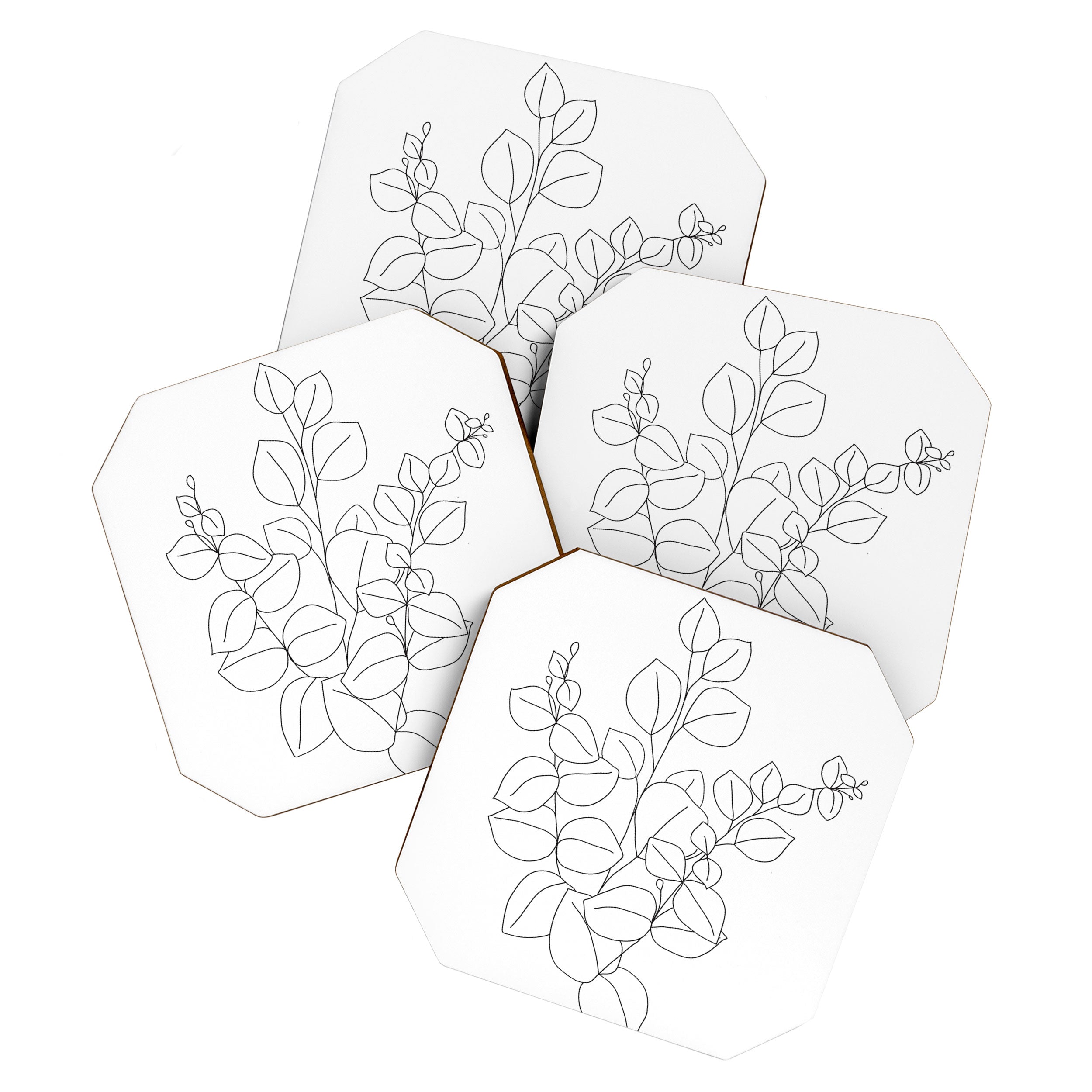 Minimalistic Eucalyptus  Line Art Coaster Gallery Image 1