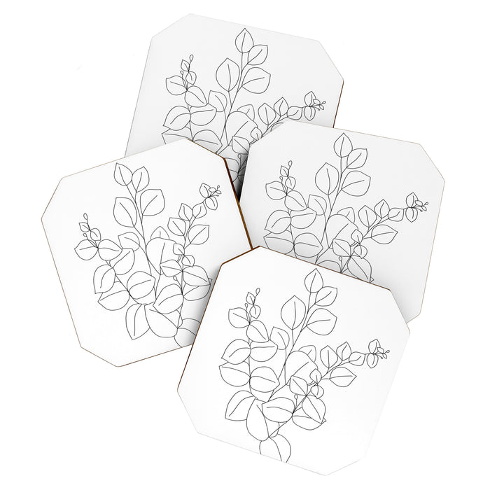 Minimalistic Eucalyptus  Line Art Coaster Gallery Image 1