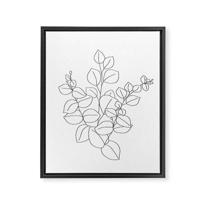 Minimalistic Eucalyptus  Line Art Framed Canvas Print Gallery Image 1
