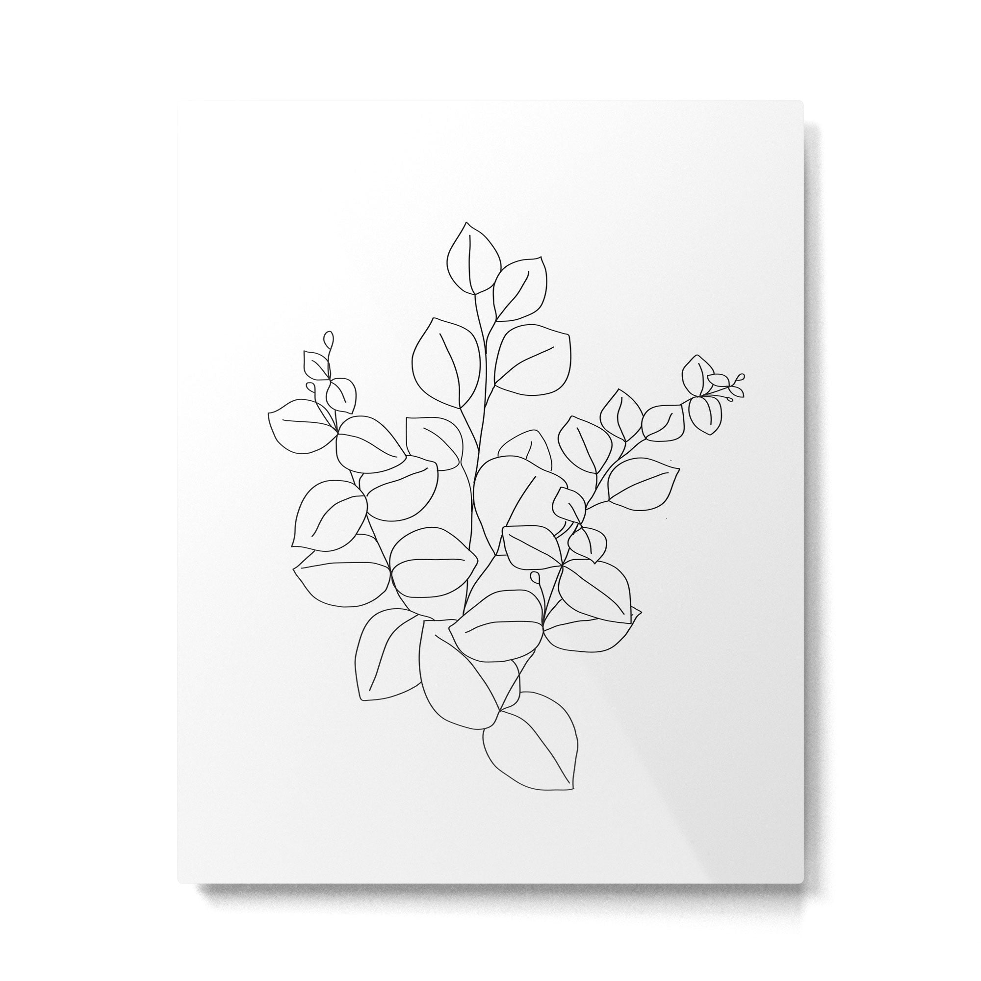 Minimalistic Eucalyptus  Line Art Metal Print Gallery Image 4