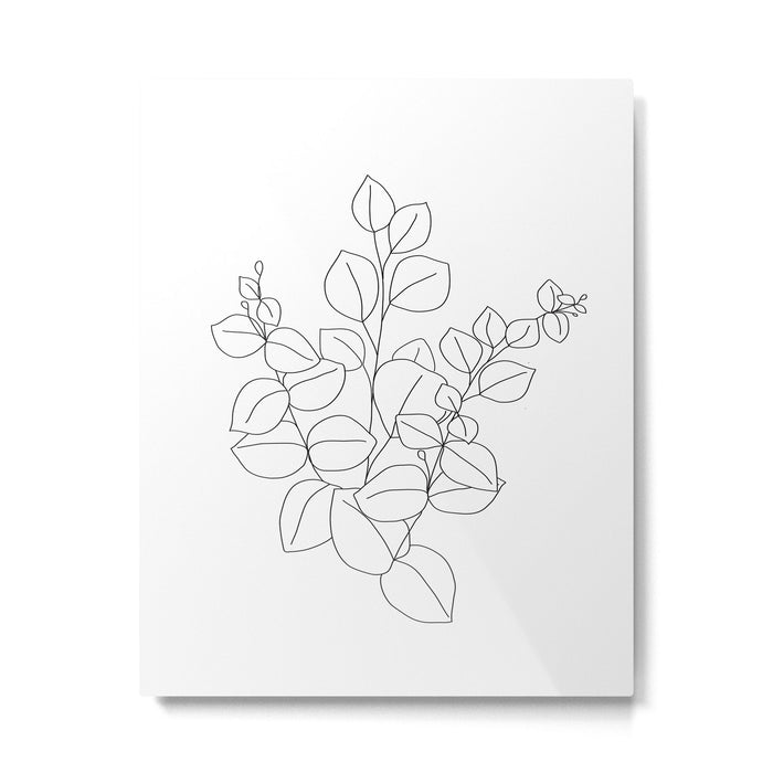 Minimalistic Eucalyptus  Line Art Metal Print Gallery Image 1