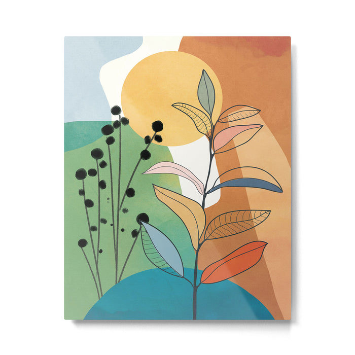 Modern abstract leaves line art 12 Metal Print Gallery Image 1