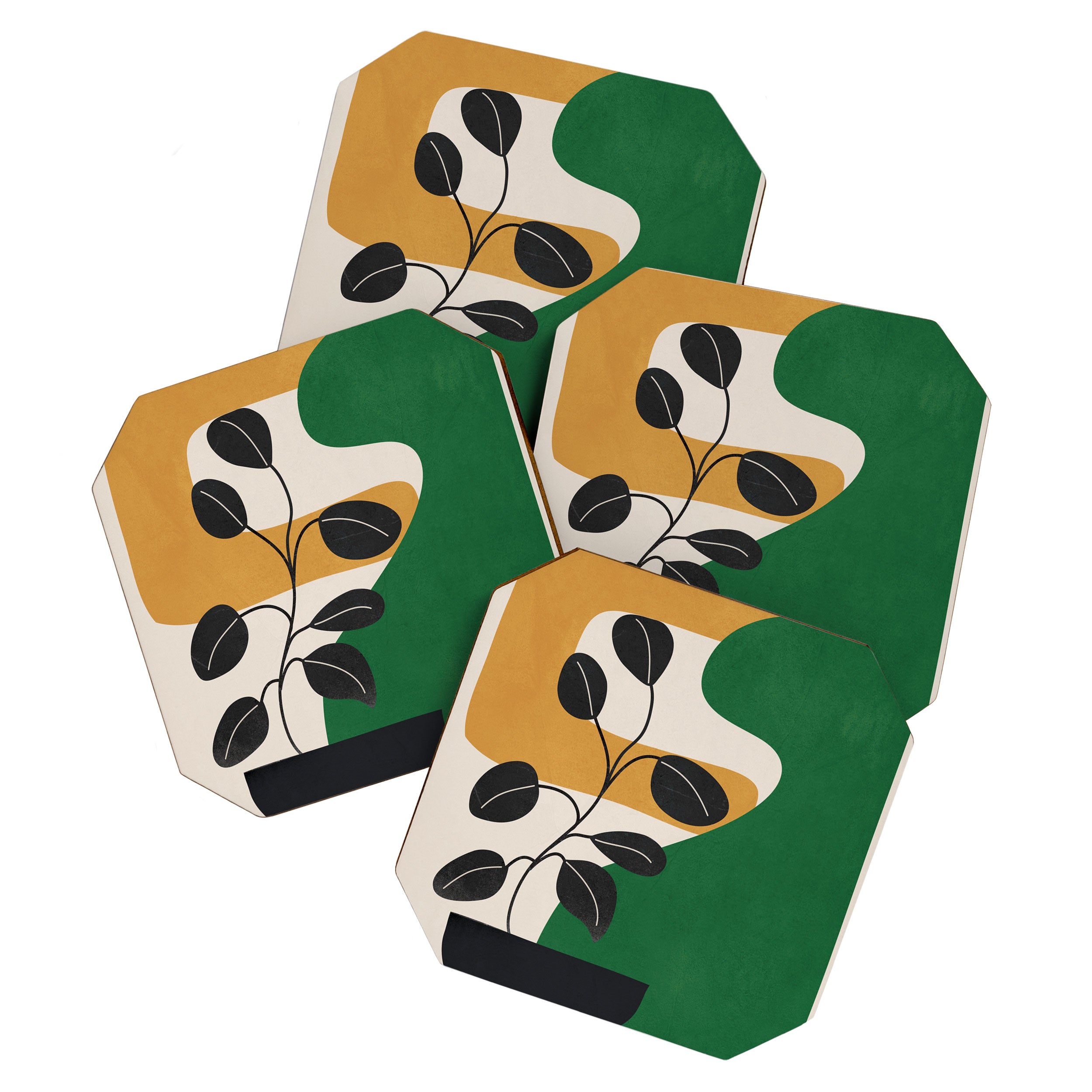 Modern Abstract Minimal Shapes Branches Art 4 Coaster Gallery Image 1