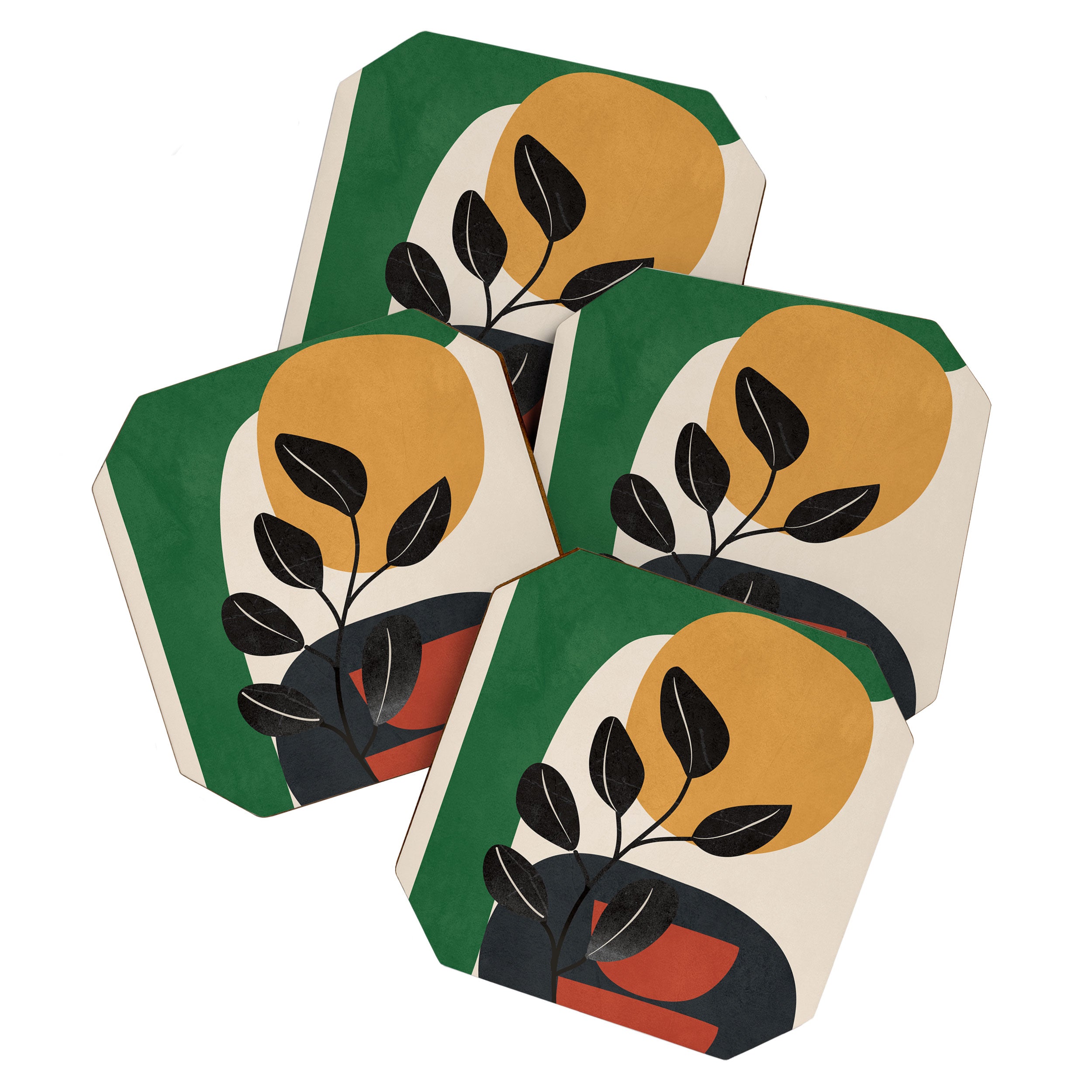 Modern Abstract Minimal Shapes Branches Art 6 Coaster Gallery Image 1