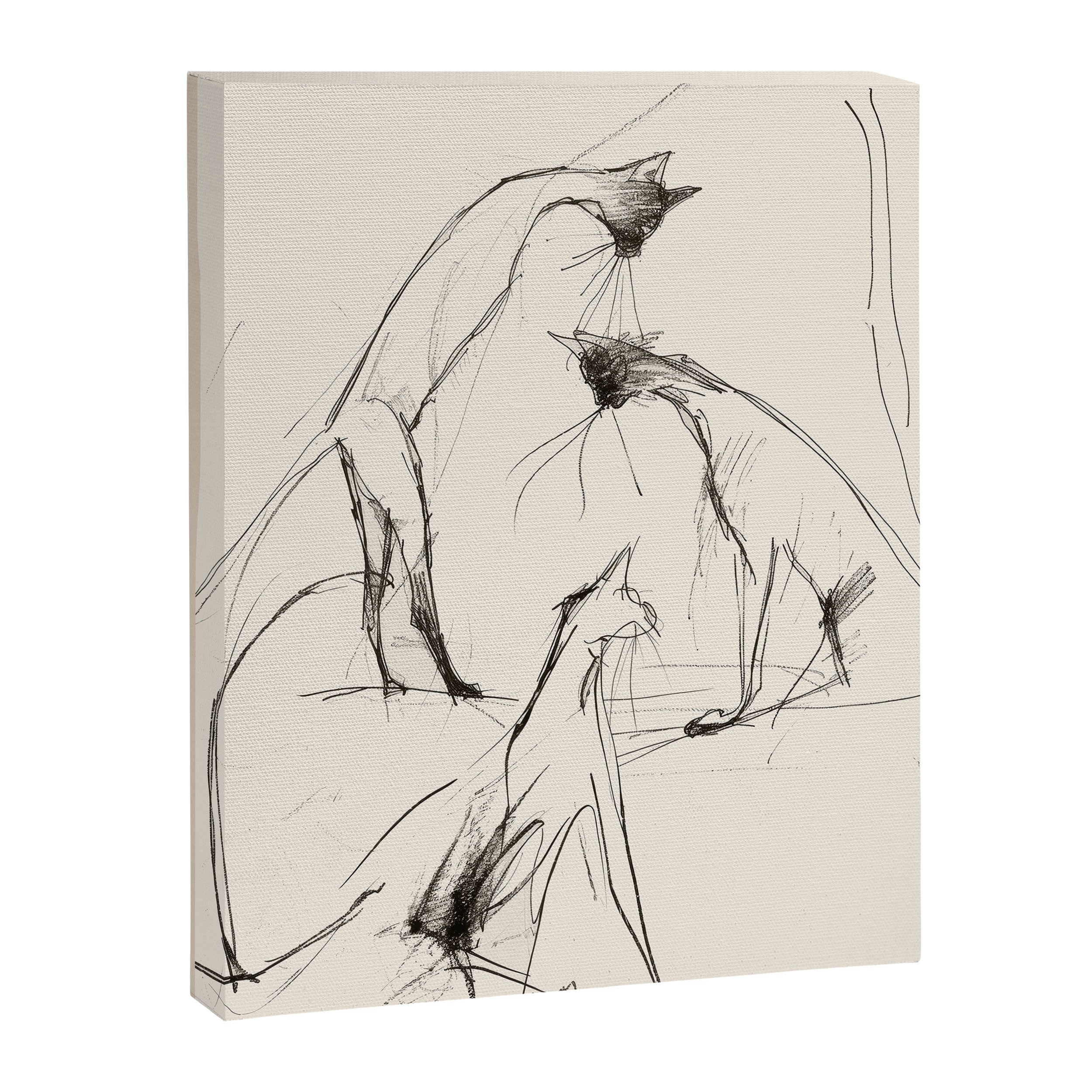 Modern Cat Sketch Canvas Print Gallery Image 6